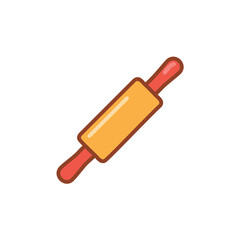 Pastry rolling pin icon. Baking utensil;  symbol of cooking, preparation, and homemade treats.