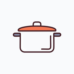 Cooking pot icon. Kitchenware symbol; represents home cooking, warmth, and delicious meals.