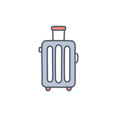 Travel suitcase icon. Rolling luggage, journey symbol.  Packing, adventure, vacation.