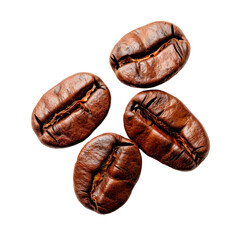 Coffee beans, isolated on a transparent background. PNG element.