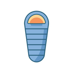 Sleeping bag icon. Cozy camping gear, warmth symbol. Perfect for outdoor adventures, travel, and relaxation.