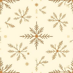 Golden Snowflake Seamless Pattern 