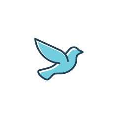 Peaceful dove bird icon. Blue dove in flight, symbolizing serenity, hope, and peace.  A gentle image.
