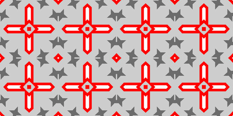Seamless pattern banner gray and red. Merry Christmas. Happy New Year. Red woven pattern