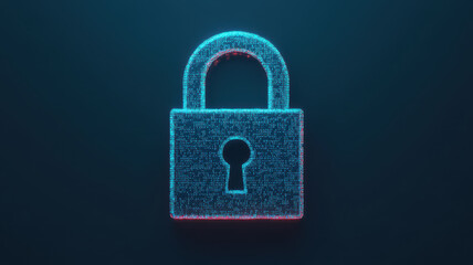 Fototapeta premium digital lock symbol with binary code overlay, representing security and encryption. glowing effect adds modern touch to concept of data protection