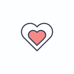 Double heart icon. Pink heart inside larger heart.  Symbolizes love, care, and affection.