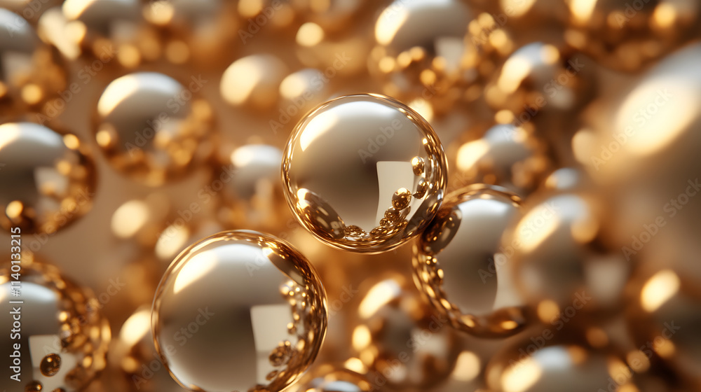 Poster abstract 3d rendering of geometric shapes. modern background design with spheres