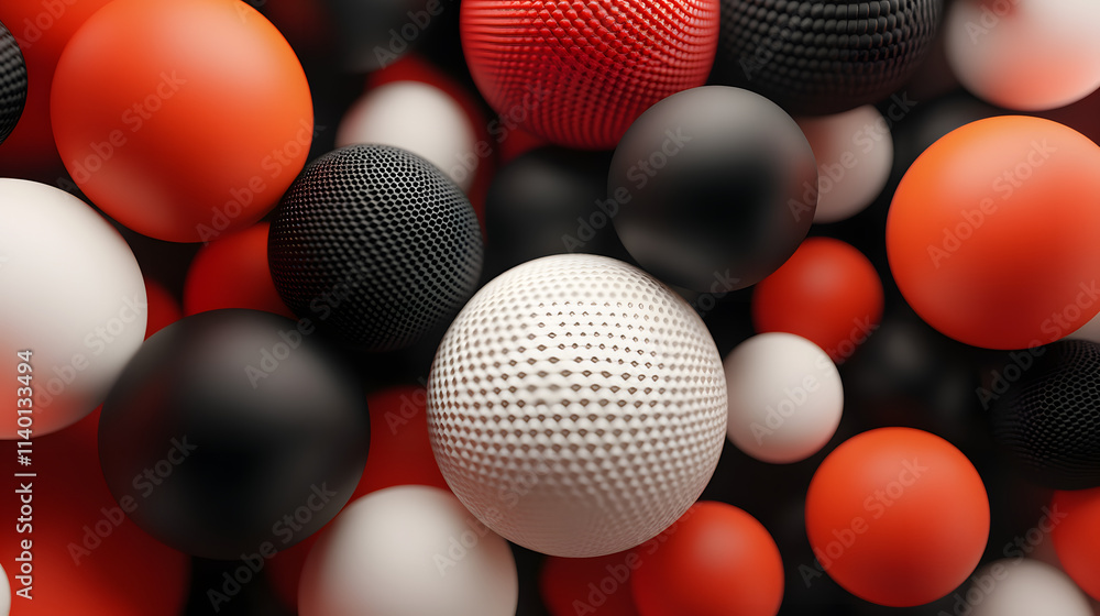 Poster abstract 3d rendering of geometric shapes. modern background design with spheres