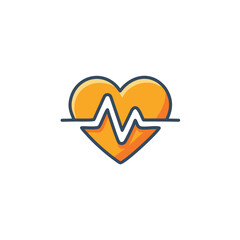 Heartbeat health icon. Vibrant heart symbol; represents wellness, vitality, and life's rhythm.  Perfect for health apps.