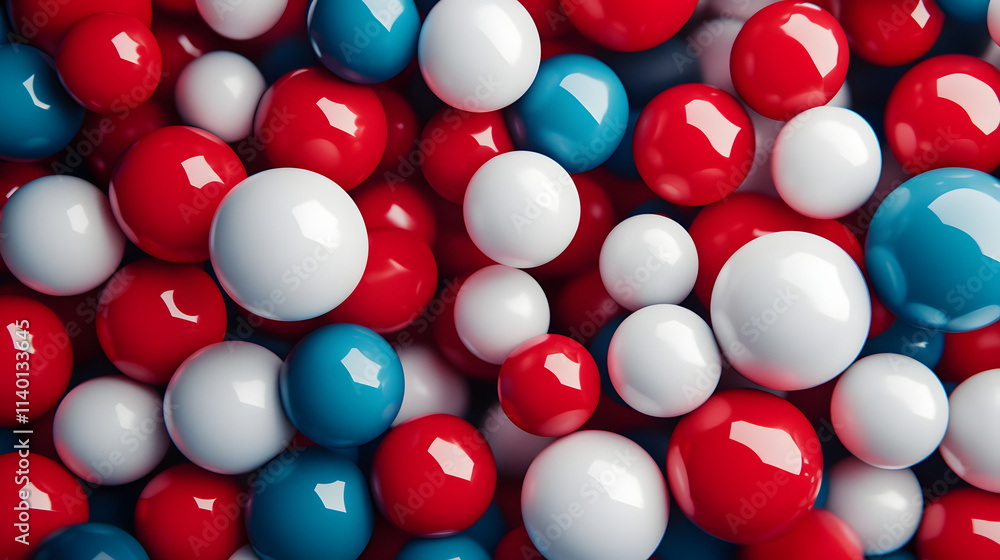 Poster abstract 3d rendering of geometric shapes. modern background design with spheres