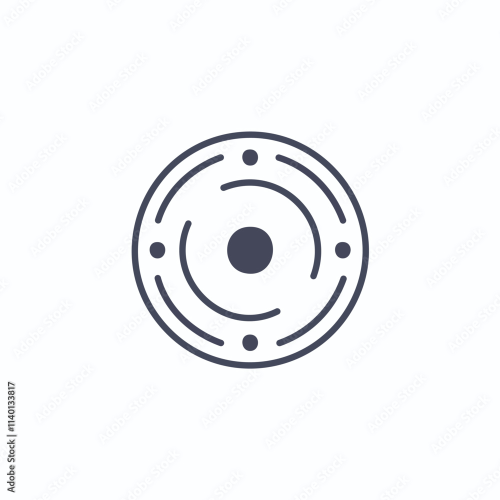 Poster circular tech icon design. abstract technology symbol; represents connection, network, or system int