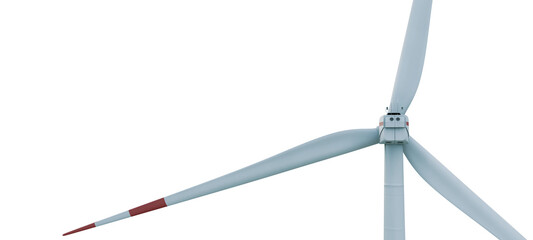 A close-up back view of a wind turbine. Copy space. Isolated. Transparent background. PNG. 3D illustration. © Orange Dragon Studio