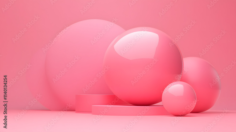 Poster abstract 3d rendering of geometric shapes. modern background design with spheres