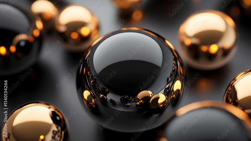 Poster abstract 3d rendering of geometric shapes. modern background design with spheres