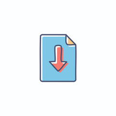 Download document icon. File transfer, data acquisition, digital download concept.  Represents quick access.