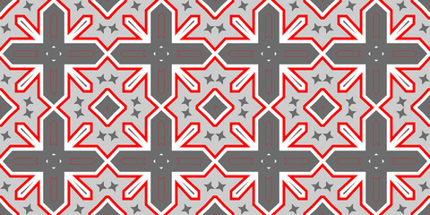 Seamless pattern banner gray and red. Merry Christmas. Happy New Year. Red woven pattern