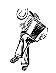 Jazz musician playing accordion, freestyle abstract vector illustration