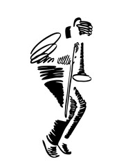 Musician playing jazz on trombone, freestyle abstract vector illustration