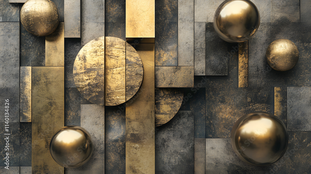 Poster abstract 3d rendering of geometric shapes. modern background design with spheres