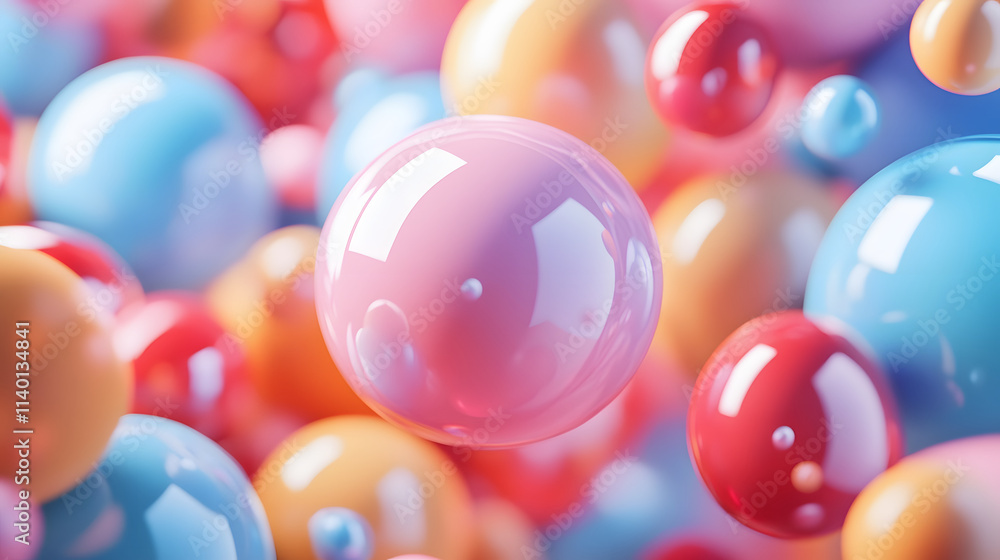 Poster abstract 3d rendering of geometric shapes. modern background design with spheres