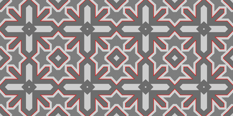Seamless pattern banner gray and red. Merry Christmas. Happy New Year. Red woven pattern