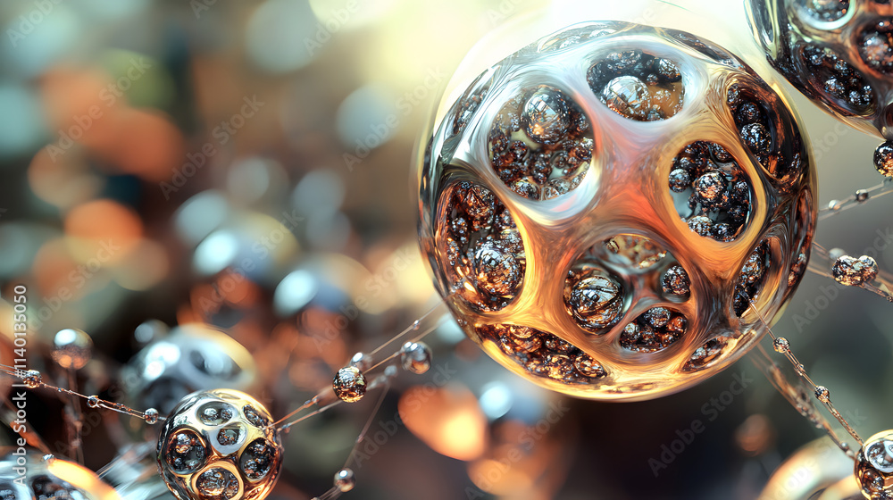 Poster abstract 3d rendering of geometric shapes. modern background design with spheres