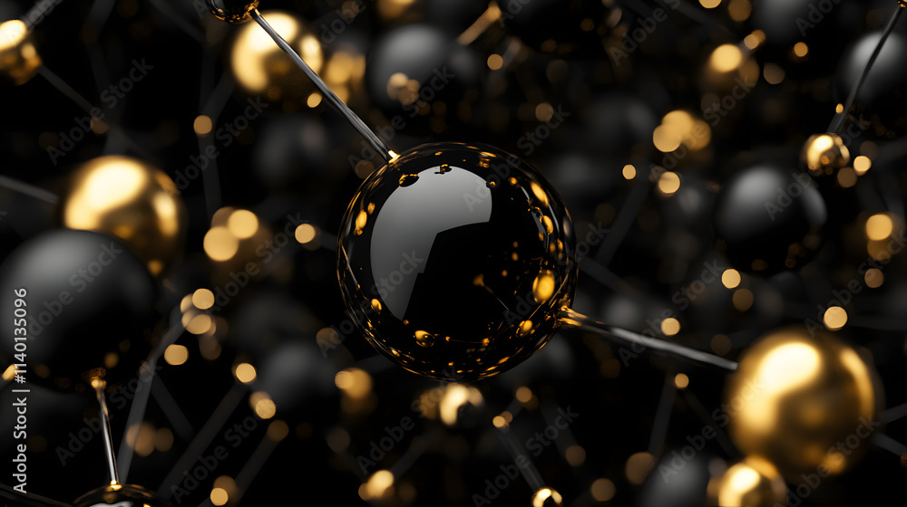 Poster abstract 3d rendering of geometric shapes. modern background design with spheres