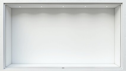 A minimalist white storefront with a clean facade, showcasing an empty space and modern design, exuding elegance and simplicity