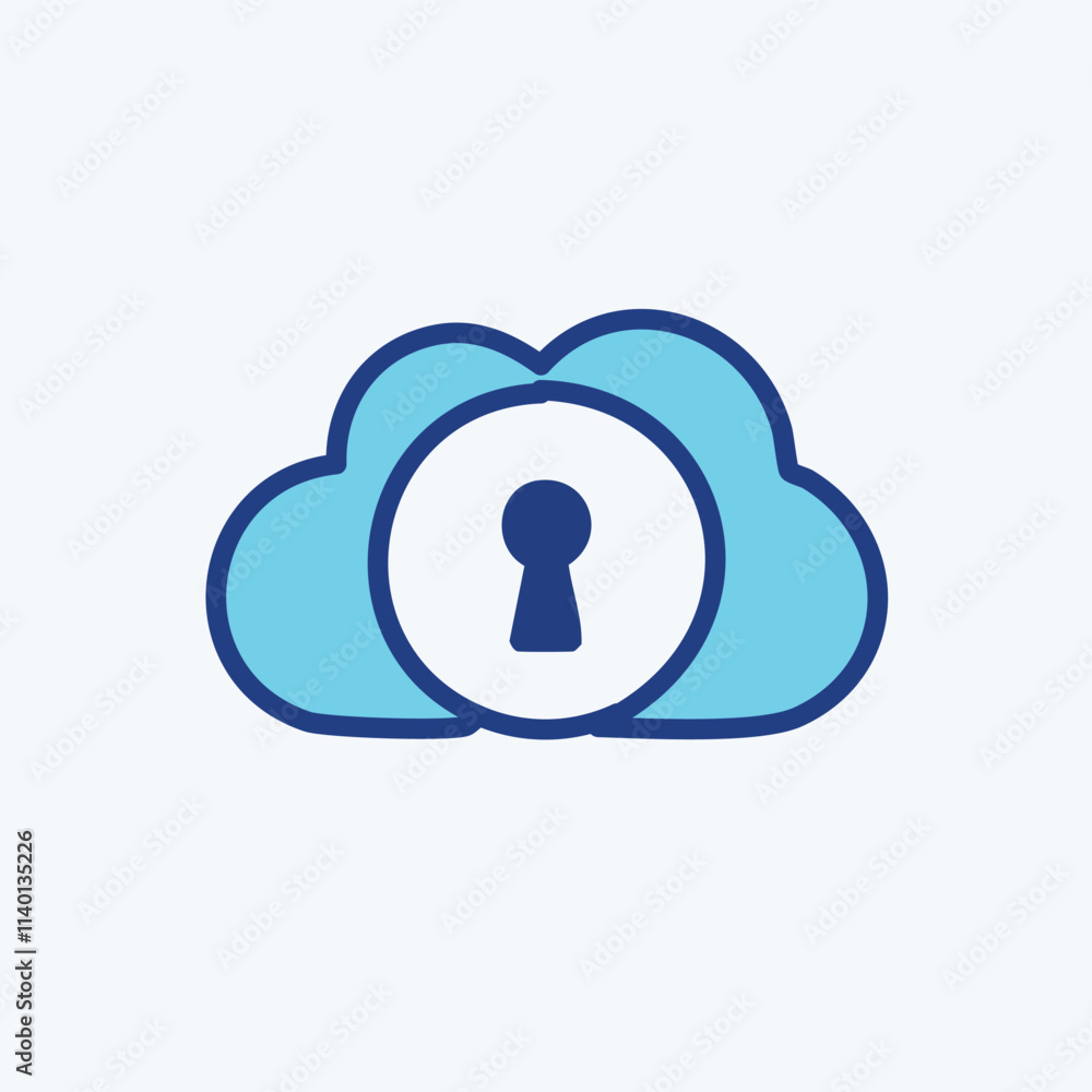 Poster cloud security key. secure cloud data protection. digital safety and privacy ensured. illustrates se