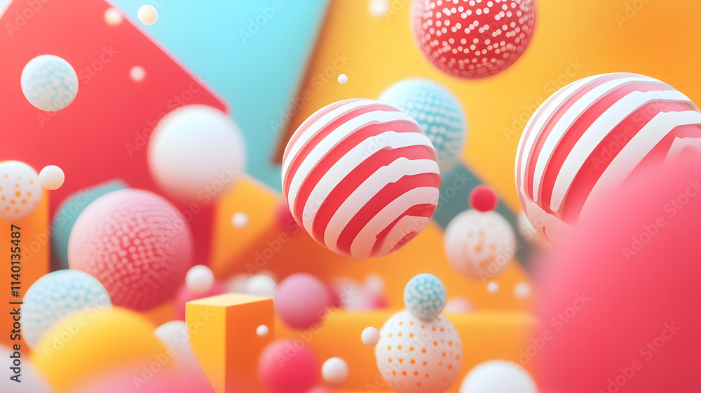 Poster abstract 3d rendering of geometric shapes. modern background design with spheres