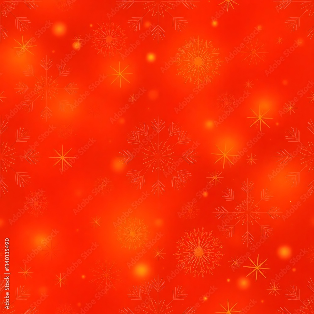 Poster red festive seamless pattern: a dazzling red backdrop with subtle bokeh and delicate white snowflake