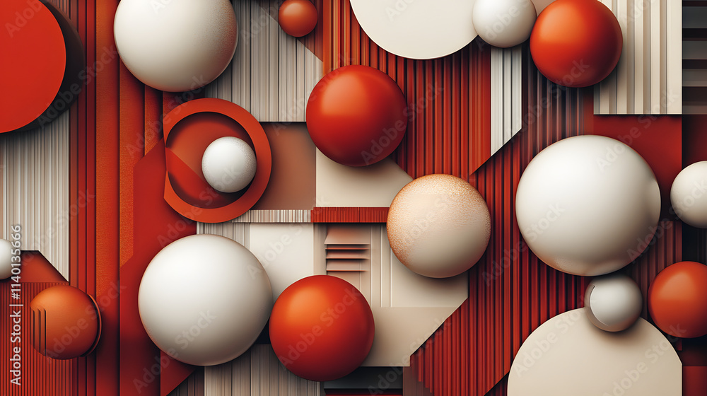 Aufkleber abstract 3d rendering of geometric shapes. modern background design with spheres