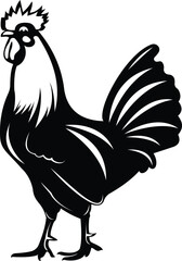 Rooster stencil illustration, isolated on white background.