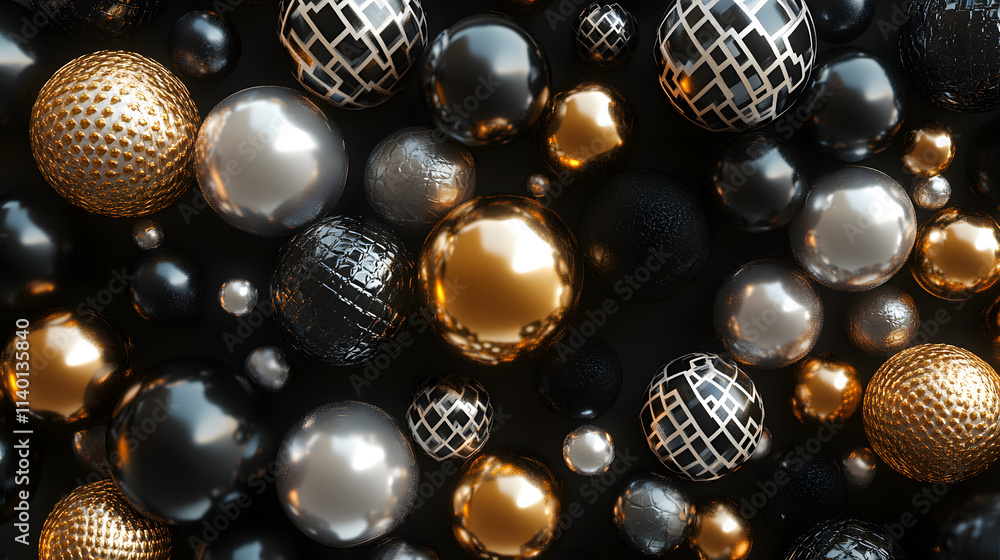 Poster abstract 3d rendering of geometric shapes. modern background design with spheres