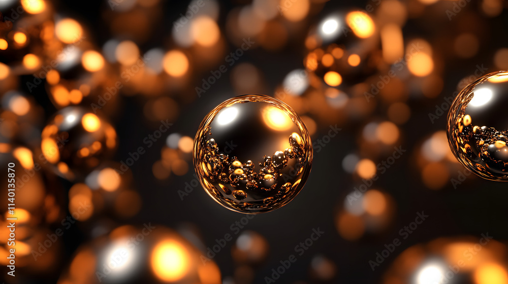 Poster abstract 3d rendering of geometric shapes. modern background design with spheres