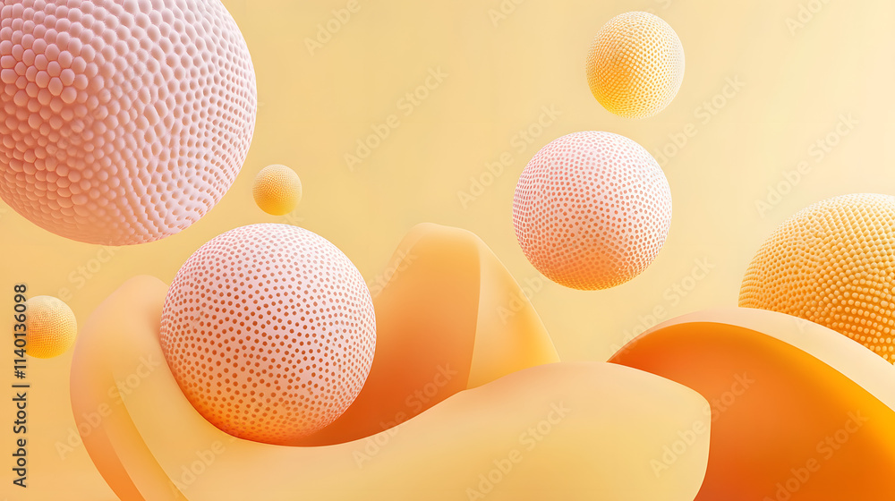 Poster abstract 3d rendering of geometric shapes. modern background design with spheres