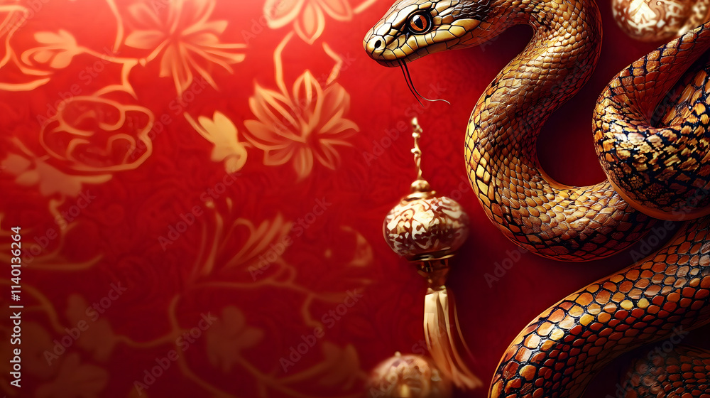 Poster chinese snake new year background with copy space for text