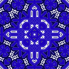 Seamless square pattern blue and white. Frost texture pattern. Merry Christmas. Happy New Year.