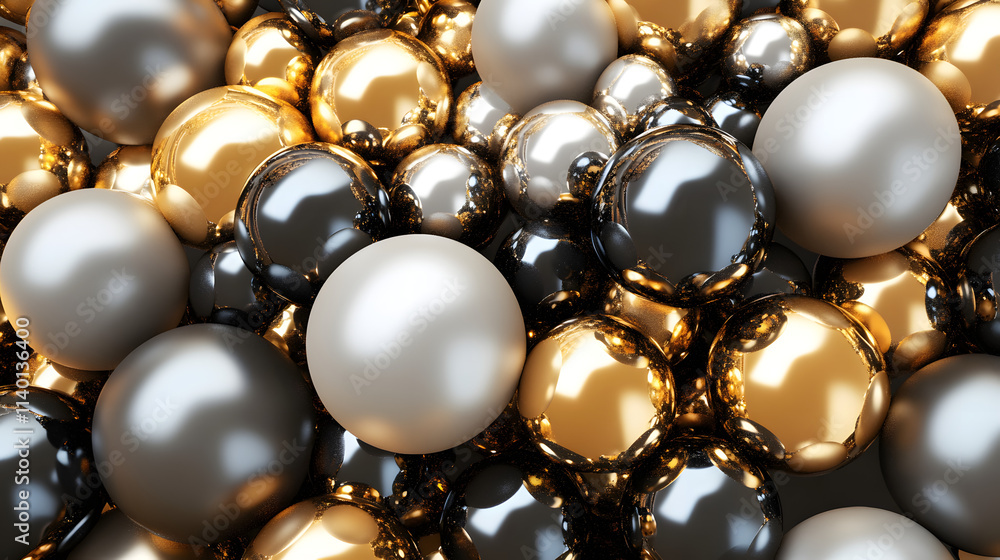 Poster abstract 3d rendering of geometric shapes. modern background design with spheres