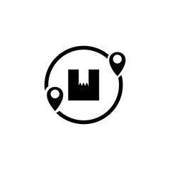Packet and location icon vector. Export import distribution icon vector