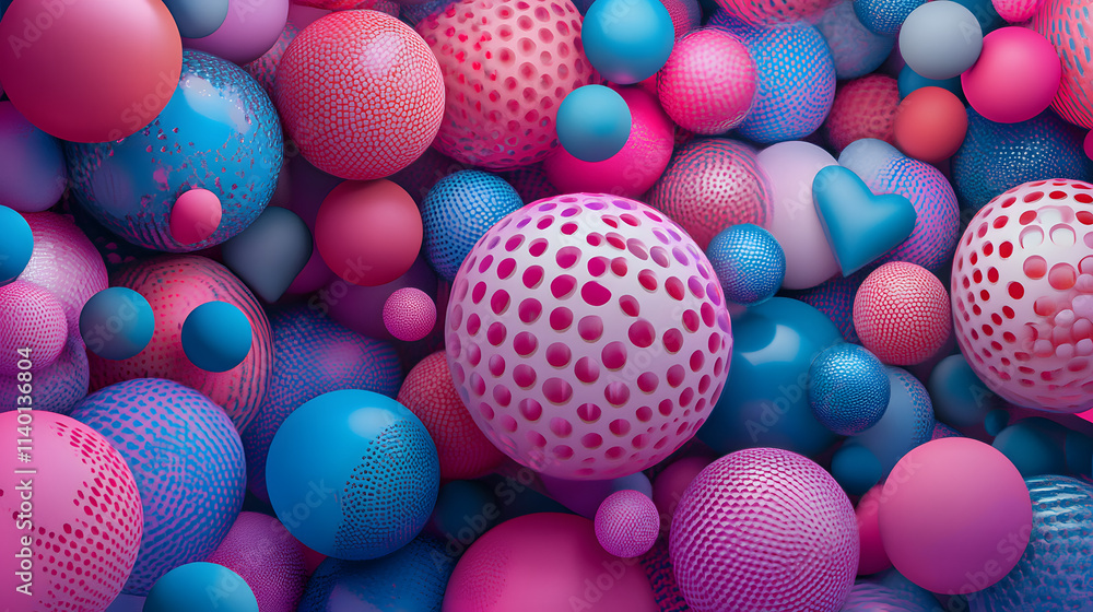 Poster abstract 3d rendering of geometric shapes. modern background design with spheres