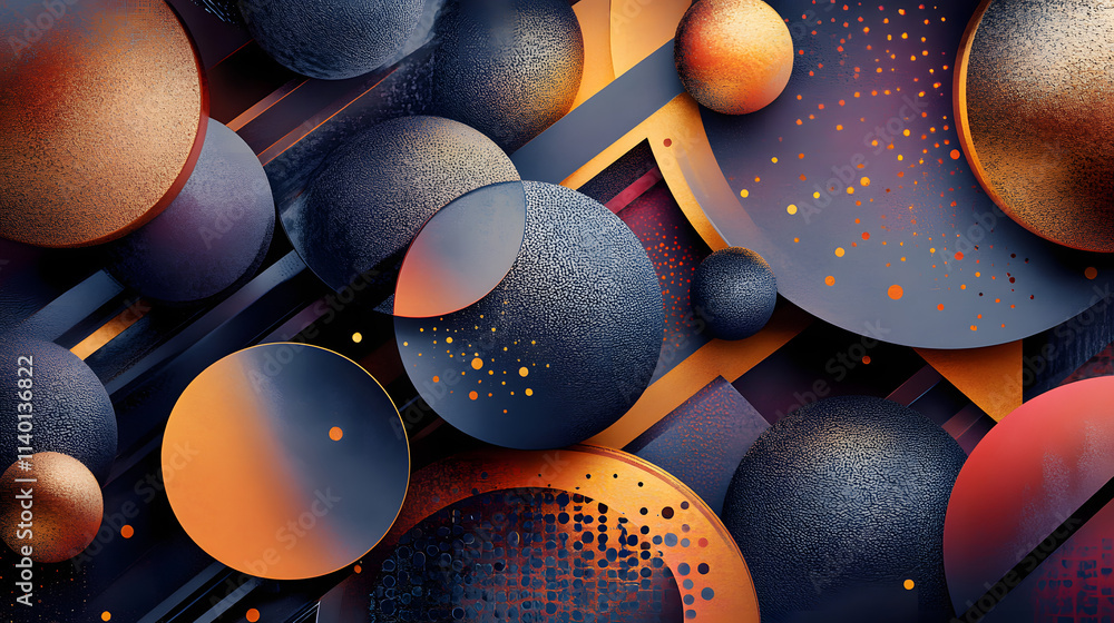 Aufkleber abstract 3d rendering of geometric shapes. modern background design with spheres