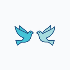 Two doves unity peace. Pair of birds symbolizes love, harmony, and togetherness.  Perfect for wedding, peace, or unity themes.