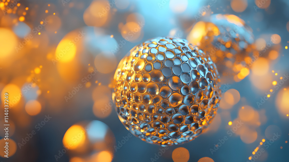 Poster abstract 3d rendering of geometric shapes. modern background design with spheres