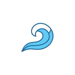 Ocean wave icon. Blue water wave symbol; evokes freshness, fluidity, and peace.