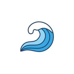 Ocean wave icon. Blue water wave illustration, symbolizes energy,  freshness, and the power of nature.