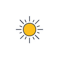 Sunny day icon. Bright sun symbol; evokes warmth, happiness, and summer. Perfect for weather apps or positive branding.
