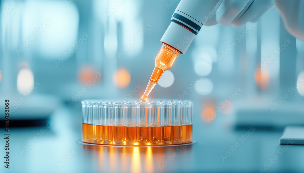 Aufkleber precision liquid handling with robotic pipettes laboratory setting, showcasing advanced technology a