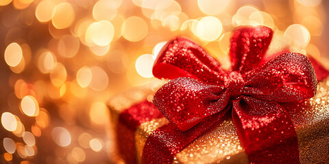 A beautifully wrapped gift with a sparkling ribbon.