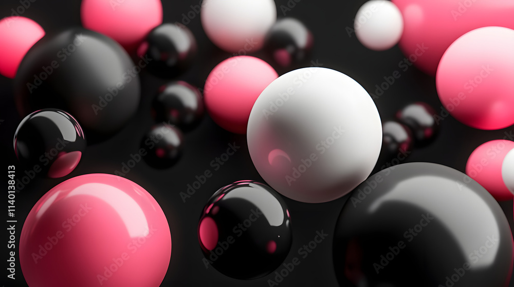 Aufkleber abstract 3d rendering of geometric shapes. modern background design with spheres